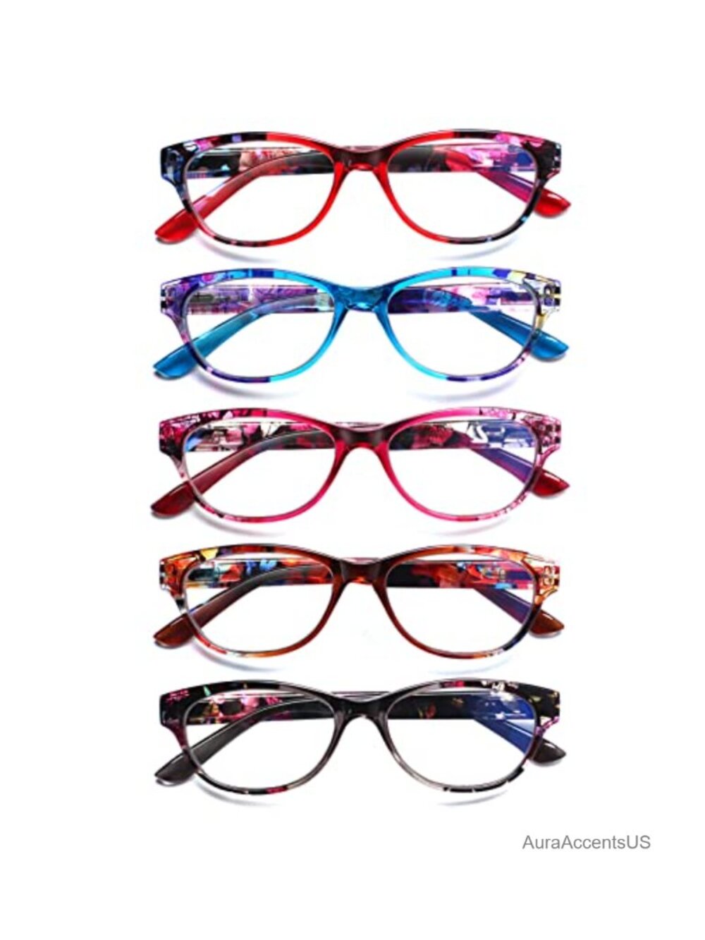 Cat Eye Reading Glasses 5 Pack Blue Light Blocking Spring Hinge Readers